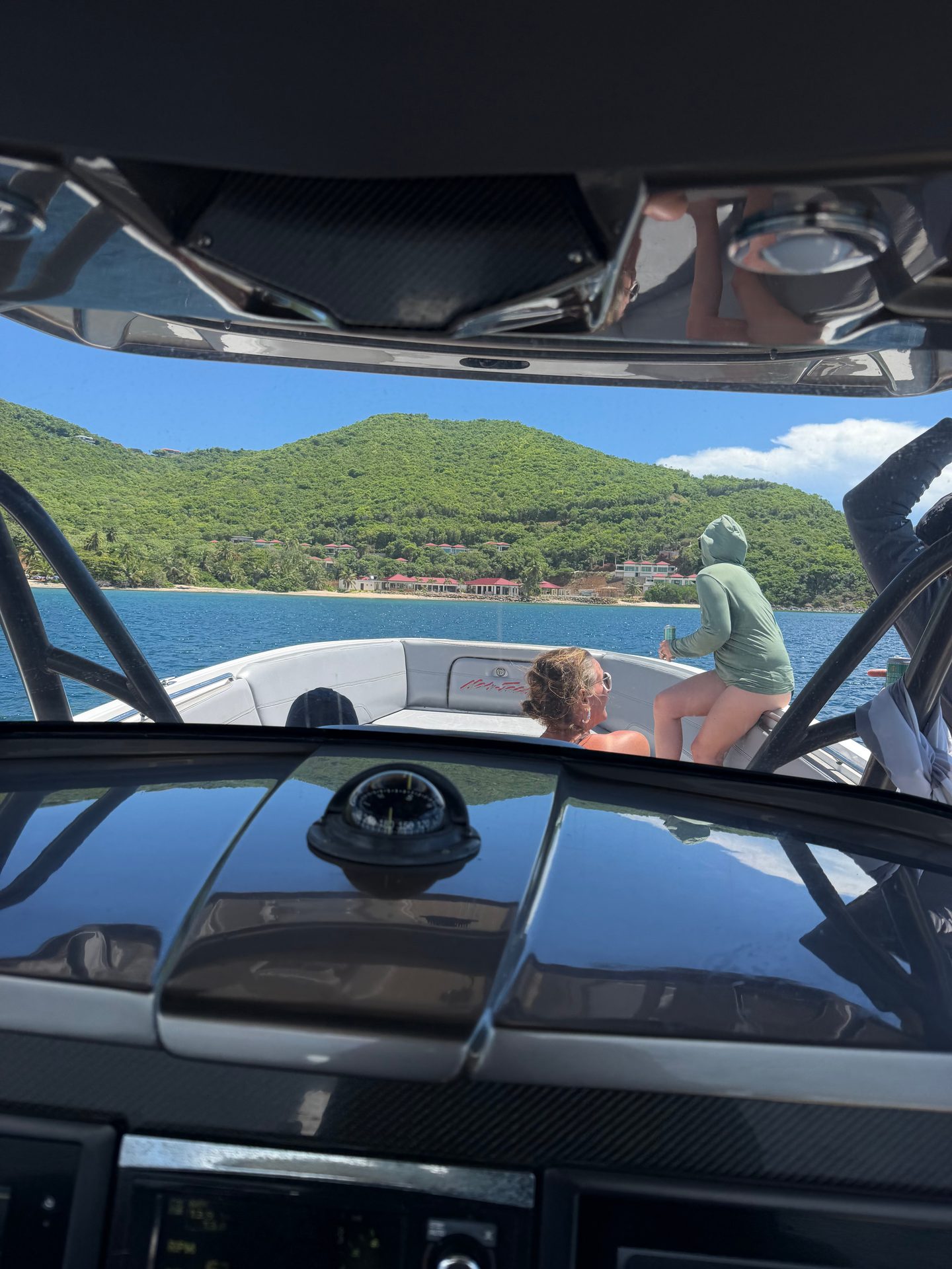 View from the helm toward St. John